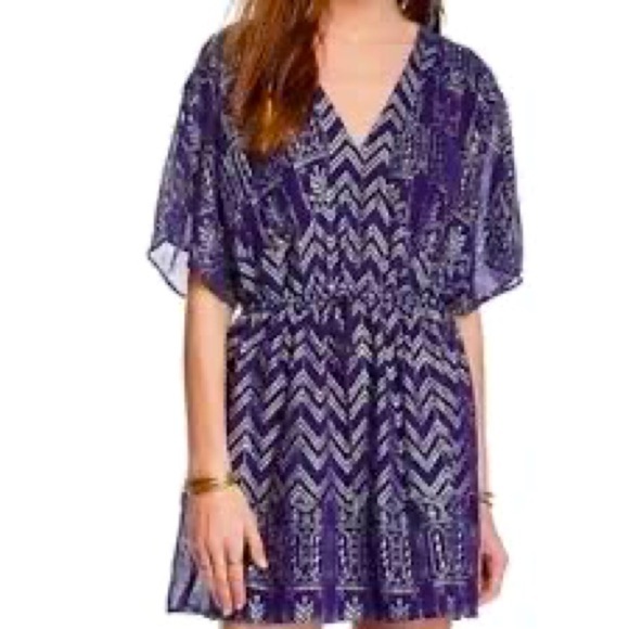 Free People Love Your Chaos Boho Mini Purple Metallic Dress Small - Picture 5 of 11